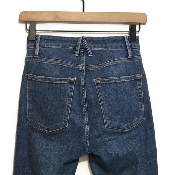 GOOD AMERICAN Good Legs Crop High Rise Raw Hem Distressed Denim Jean Size 25 - Picture 9 of 13